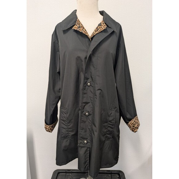 Vintage TravelSmith Reversible Cheetah Leopard Print Rain Jacket sz L Outdoor - Picture 1 of 12